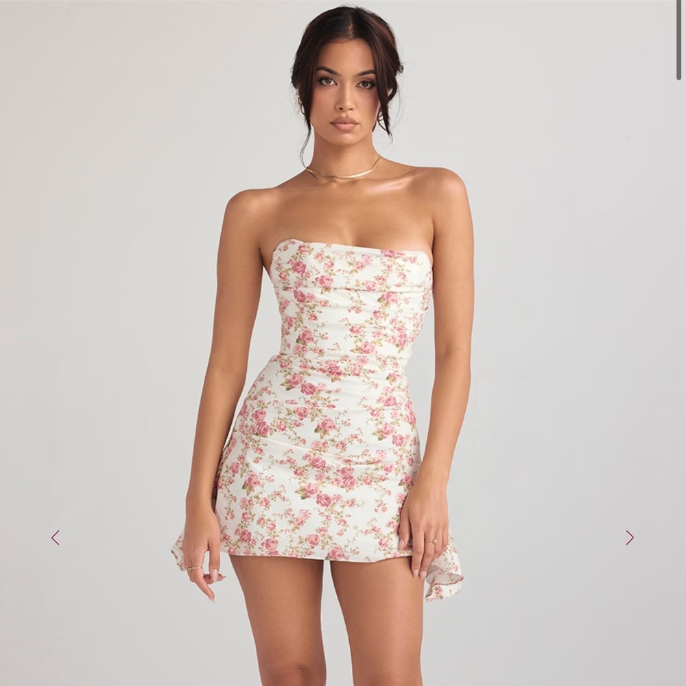 *New* House of CB Pink Floral Strapless Dress
